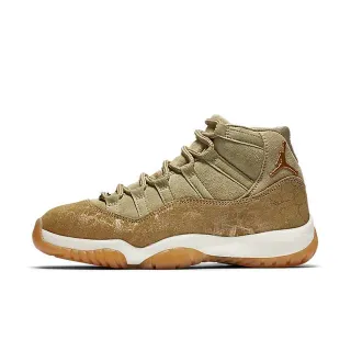 Air Jordan 11 de cano alto suede oliva dourado tênis de basquete