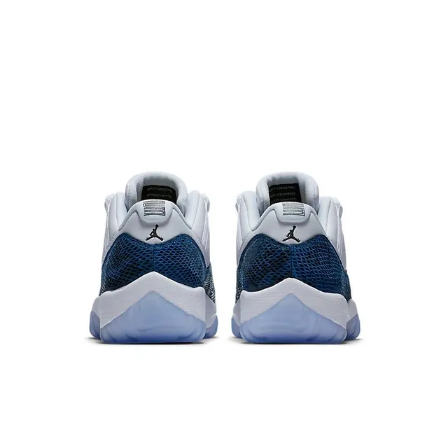 Zapatillas de baloncesto Air Jordan 11 piel de serpiente azul marino y blanco 2
