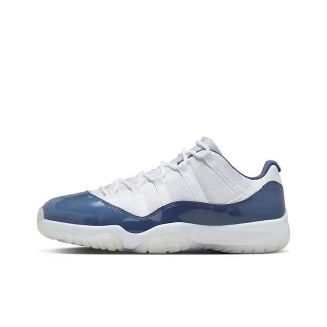 Air Jordan 11 White Navy Glossy Patent Basketball Shoes 2