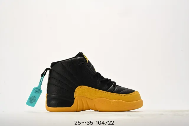 Chaussures de basketball pour enfants Air Jordan 12 noir et jaune 13