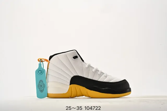 Chaussures de basketball pour enfants Air Jordan 12 noir et jaune 18