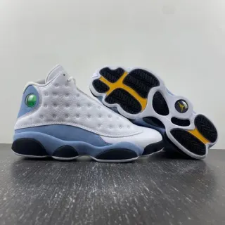 Tênis de basquete Air Jordan 13 branco azul claro preto amarelo verde