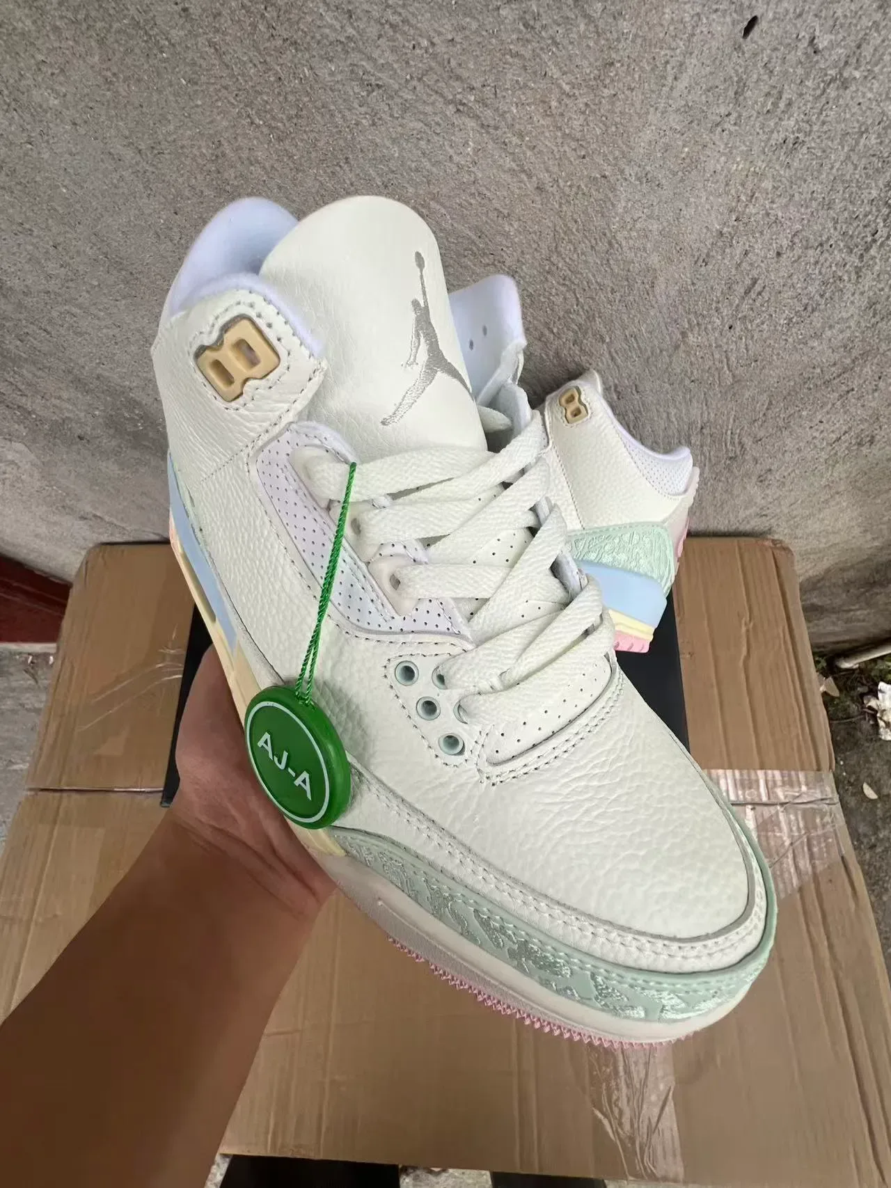 Air Jordan 3 Off-White Mint Pastel Elephant Tênis de Basquete 2