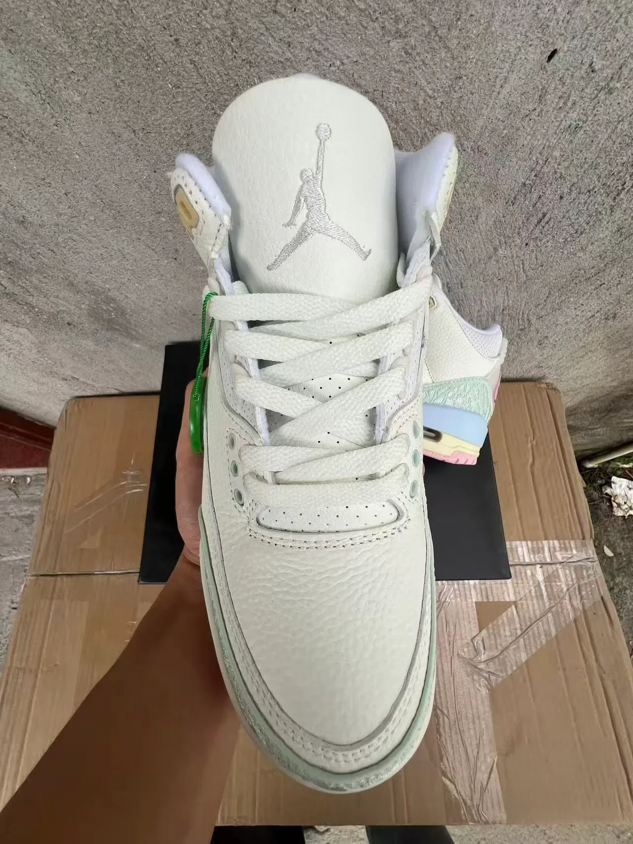 Air Jordan 3 Off-White Mint Pastel Elephant Tênis de Basquete 3