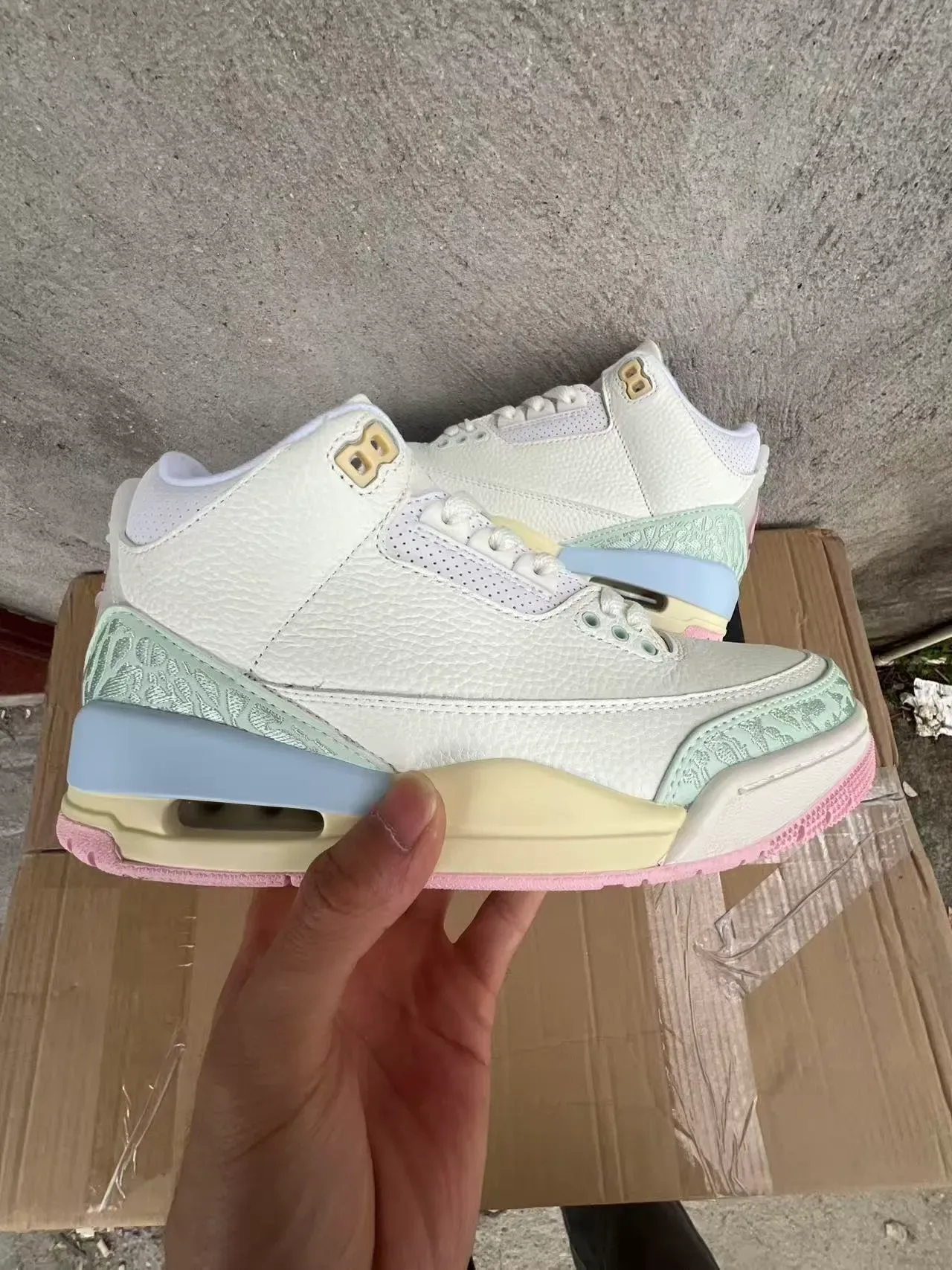 Air Jordan 3 Off-White Mint Pastel Elephant Tênis de Basquete 7