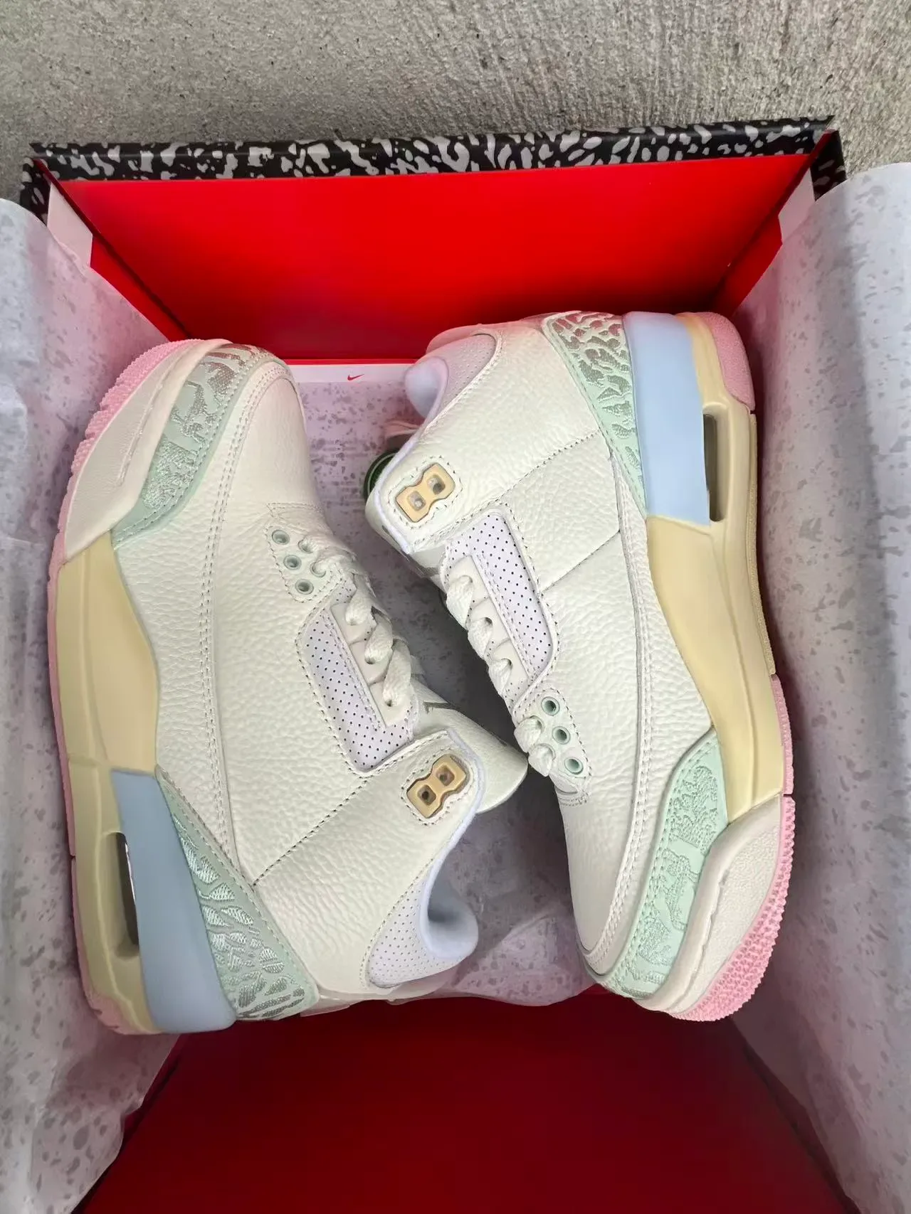 Air Jordan 3 Off-White Mint Pastel Elephant Tênis de Basquete 9