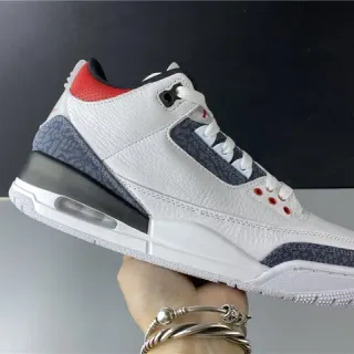 Air Jordan 3 সাদা গাঢ় ধূসর লাল বাস্কেটবল জুতো
