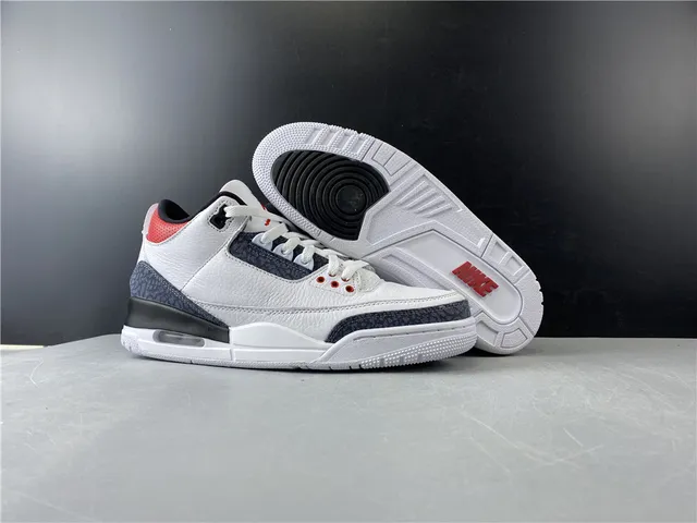 Air Jordan 3 白深灰红篮球鞋 7