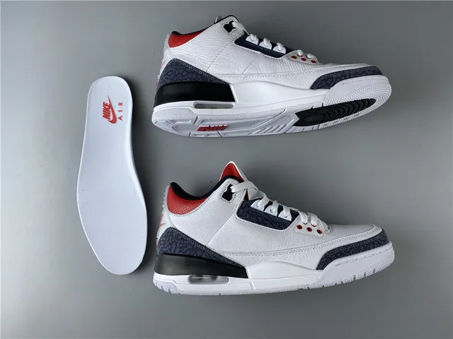 Air Jordan 3 白深灰红篮球鞋 8