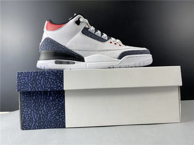 Air Jordan 3 白深灰红篮球鞋 20