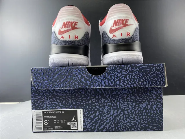 Air Jordan 3 白深灰红篮球鞋 21