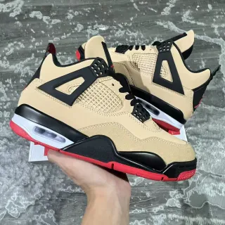 Air Jordan 4 বেইজ কালো লাল বাস্কেটবল জুতো