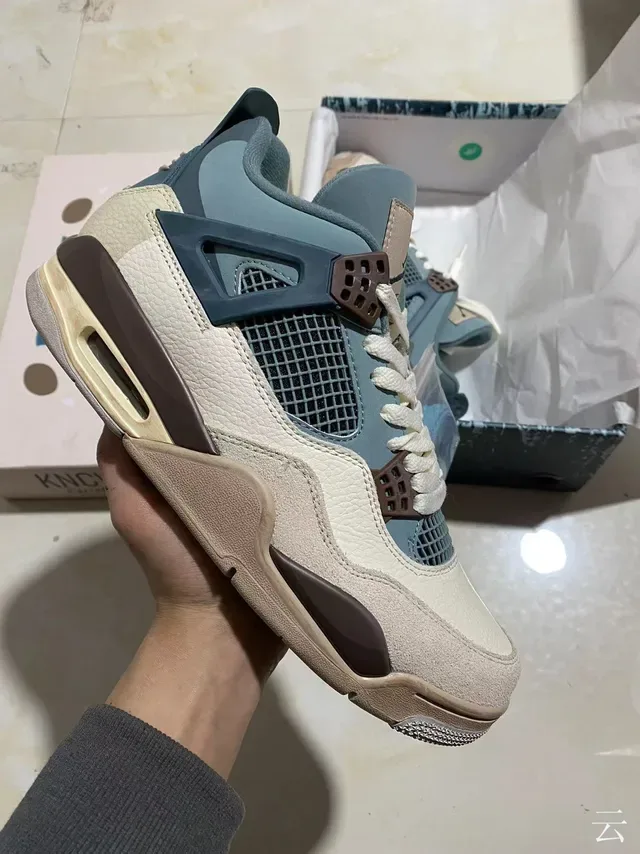 Air Jordan 4 Beige Blue Brown Zapatos de baloncesto 4