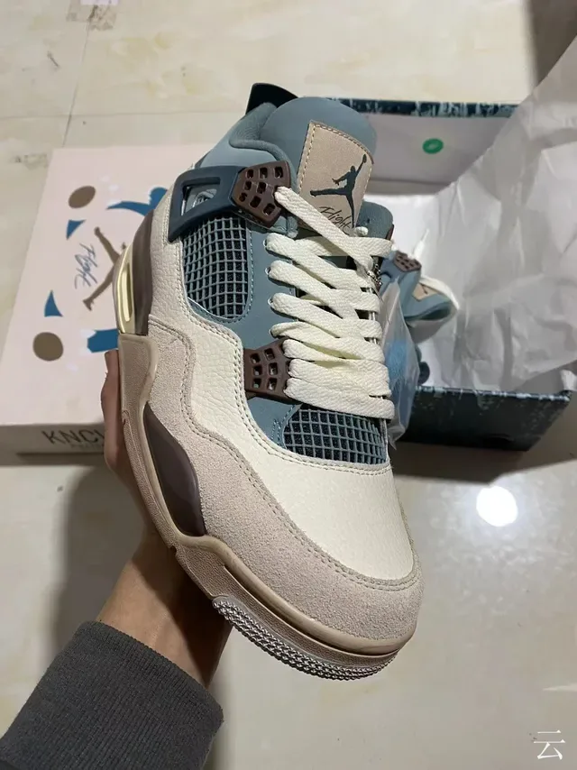 Air Jordan 4 Beige Blue Brown Zapatos de baloncesto 5