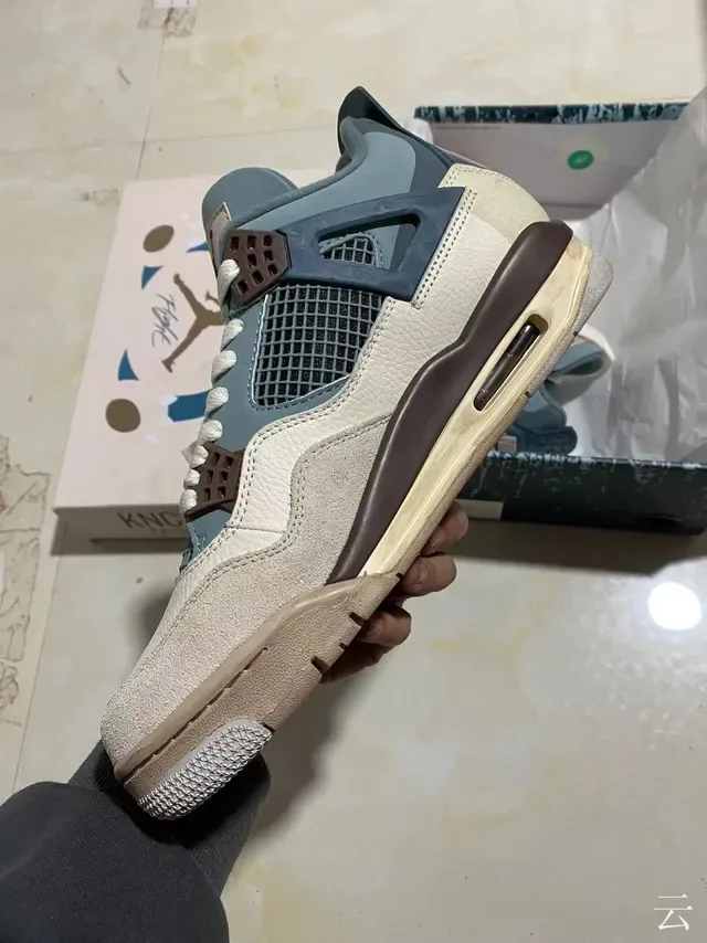 Air Jordan 4 Beige Blue Brown Zapatos de baloncesto 8