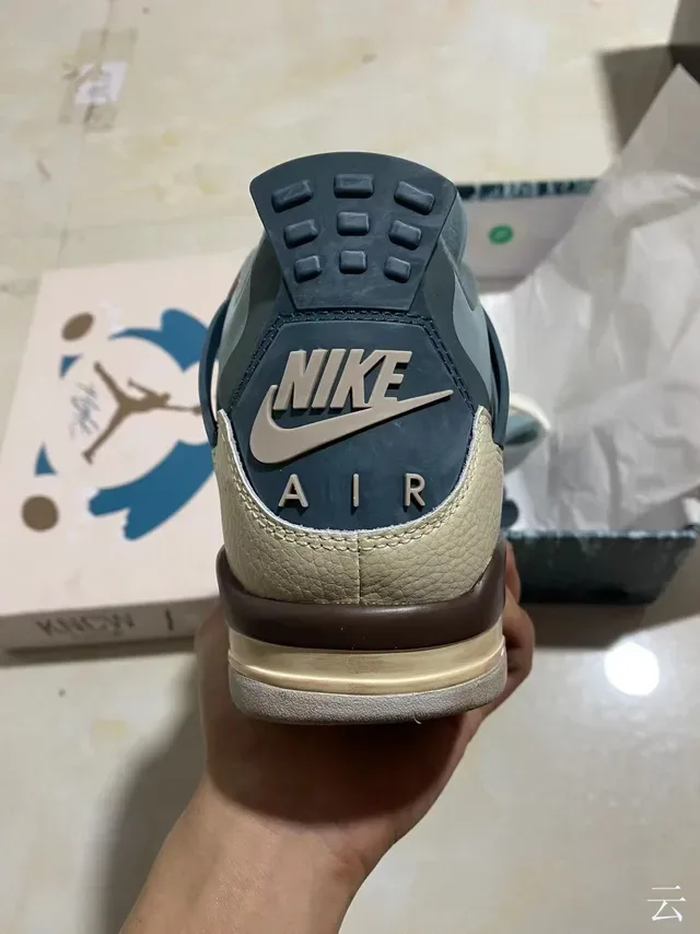 Air Jordan 4 Beige Blue Brown Zapatos de baloncesto 9