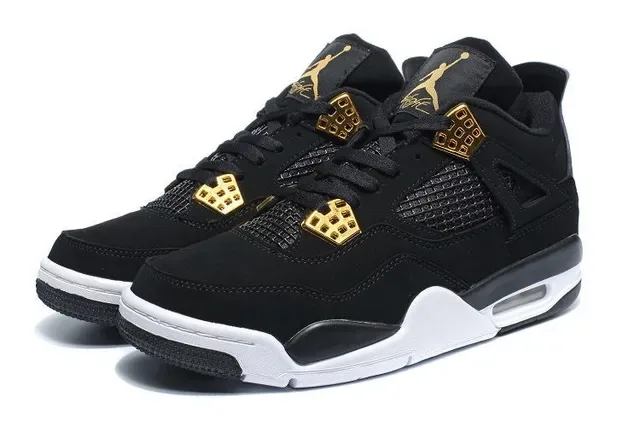Air Jordan 4 Black and Gold Basketball Shoes 2