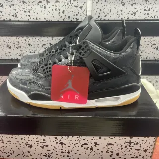 Air Jordan 4 黑白高帮亮面漆皮篮球鞋