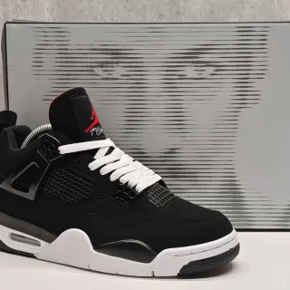 Tênis de basquete Air Jordan 4 preto branco vermelho