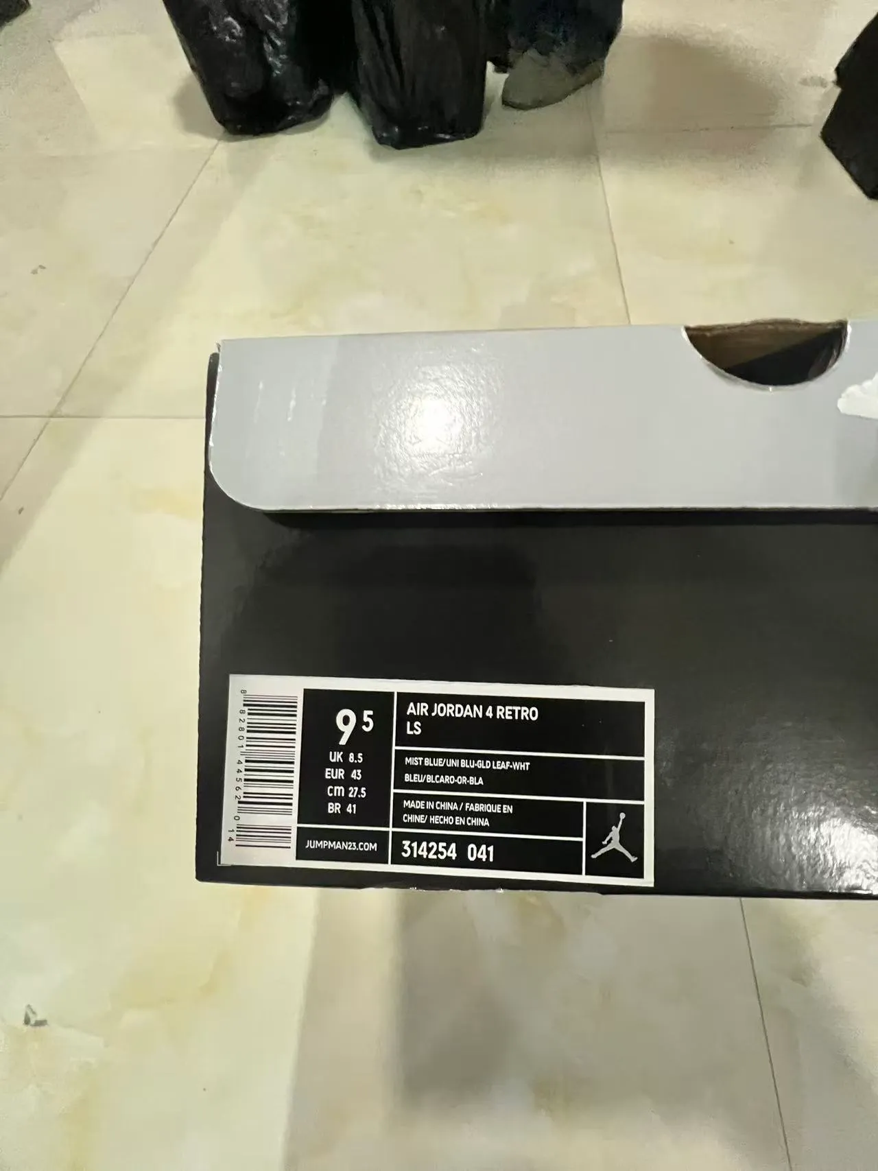 حذاء كرة السلة Air Jordan 4 رمادي أزرق أبيض 10