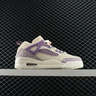 Zapatillas de baloncesto Air Jordan 4 Low con estampado de elefante en beige y morado
