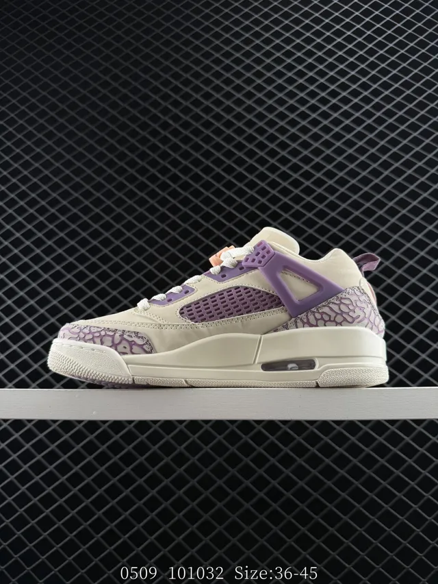 Air Jordan 4 Low 米色和紫色爆裂纹篮球鞋 6