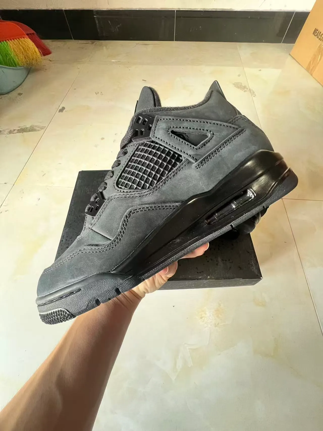 Air Jordan 4 Monochrome Black Basketball Shoes 5