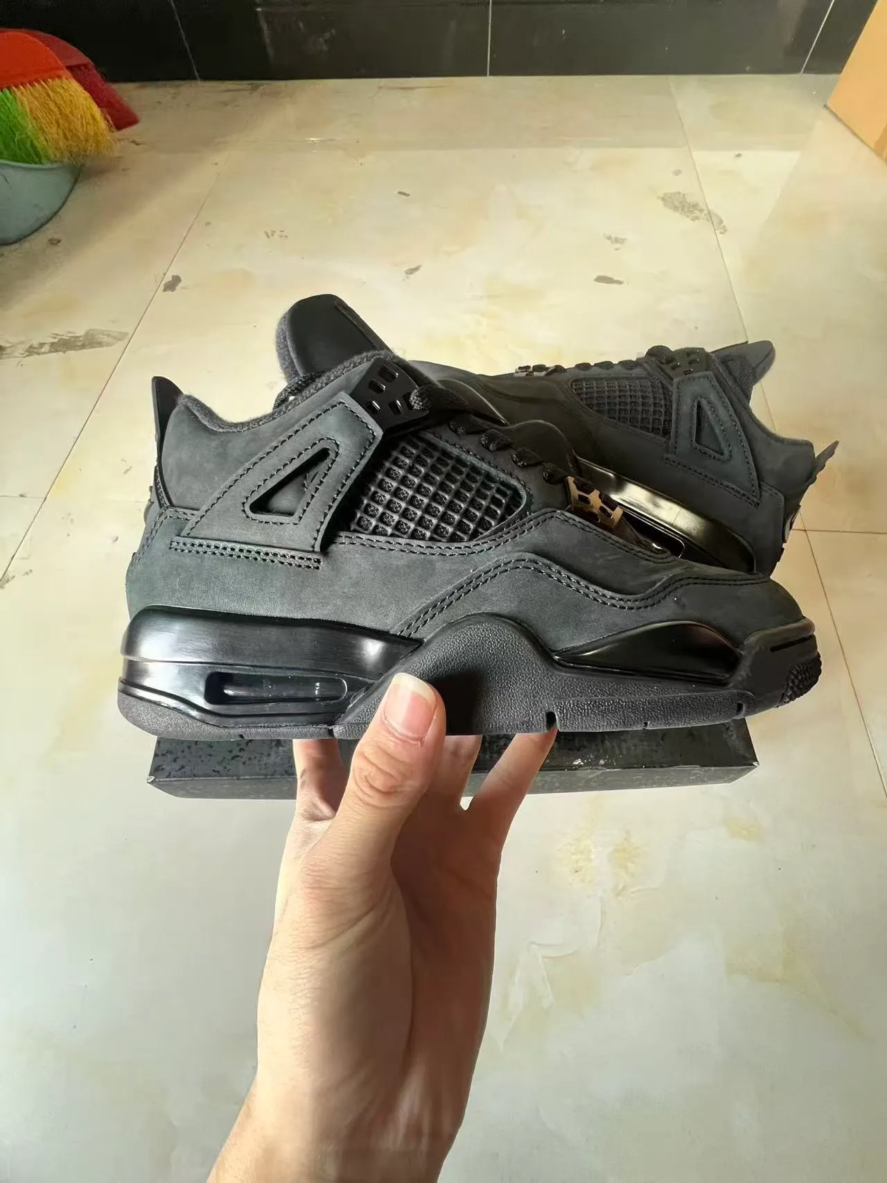 Air Jordan 4 Monochrome Black Basketball Shoes 7