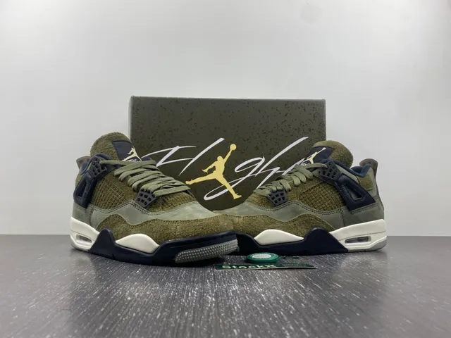 Air Jordan 4 Verde Oliva Azul Marino Zapatillas de Baloncesto 12