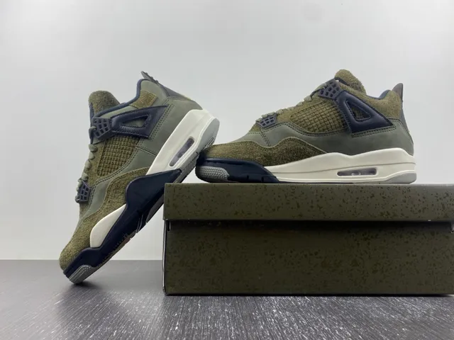 Air Jordan 4 Verde Oliva Azul Marino Zapatillas de Baloncesto 14