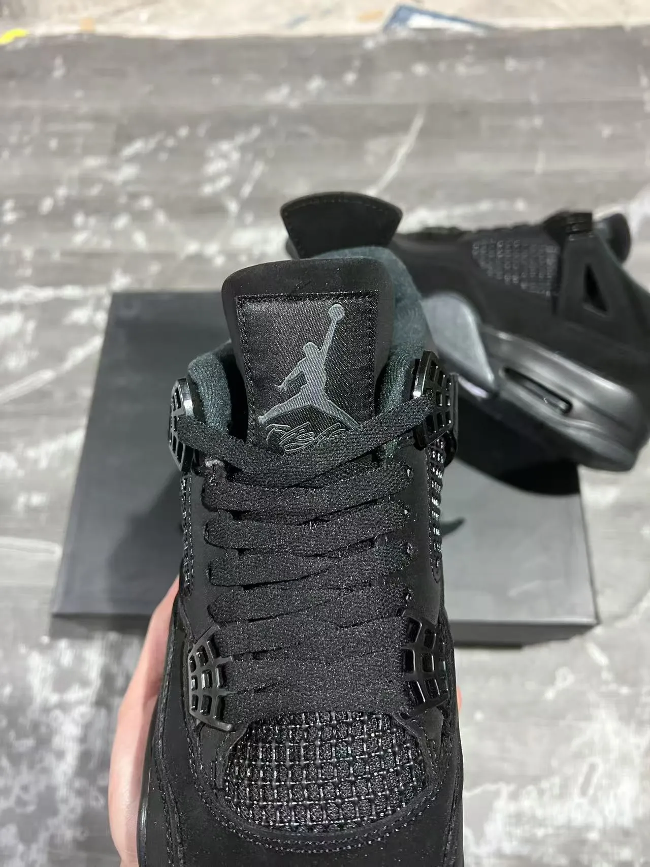 Air Jordan 4 Retro একরঙা কালো বাস্কেটবল জুতো 4