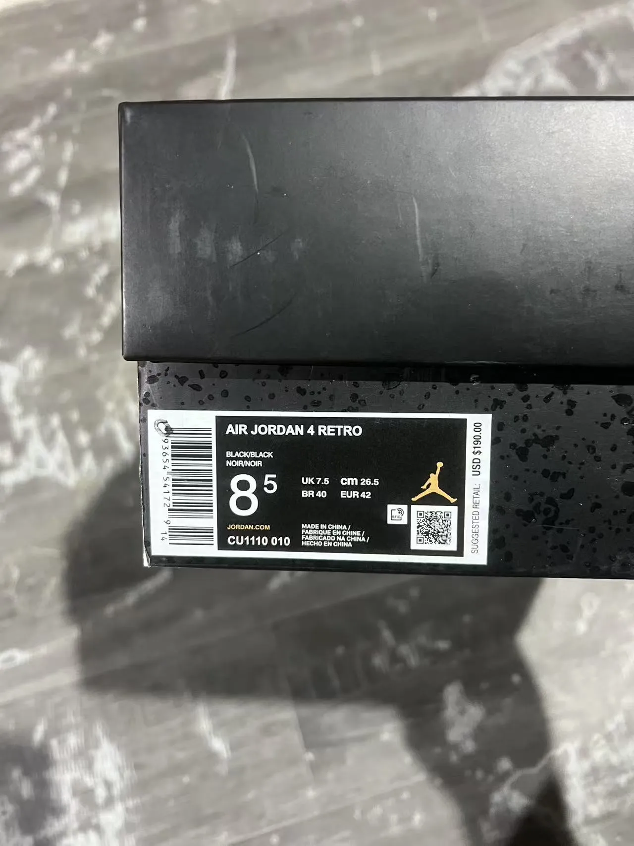 Air Jordan 4 Retro একরঙা কালো বাস্কেটবল জুতো 10