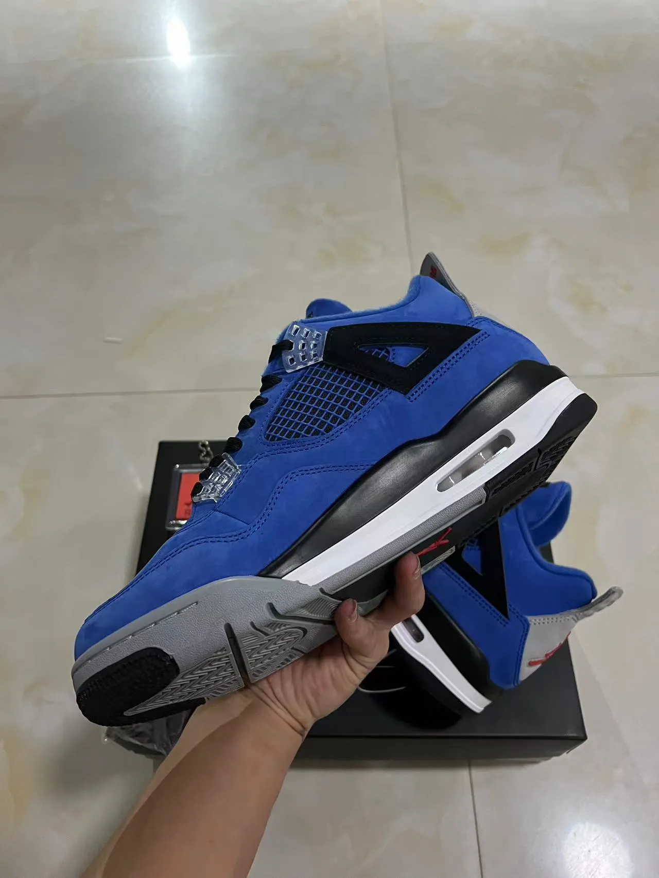 Air Jordan 4 Azul Real Ante Malla Zapatos de Baloncesto High-Top 5