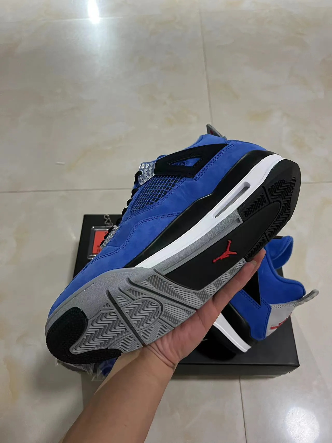 Air Jordan 4 Azul Real Ante Malla Zapatos de Baloncesto High-Top 6