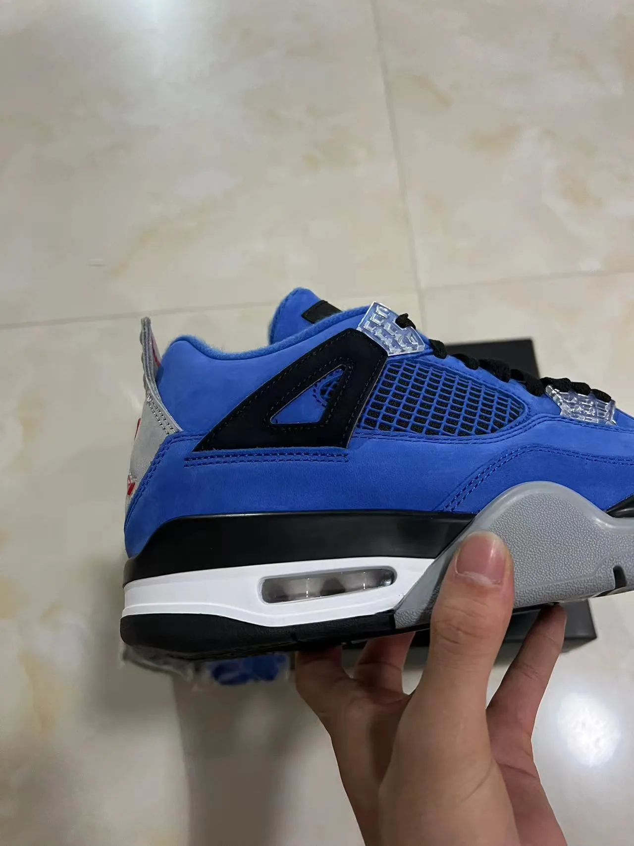 Air Jordan 4 Azul Real Ante Malla Zapatos de Baloncesto High-Top 7