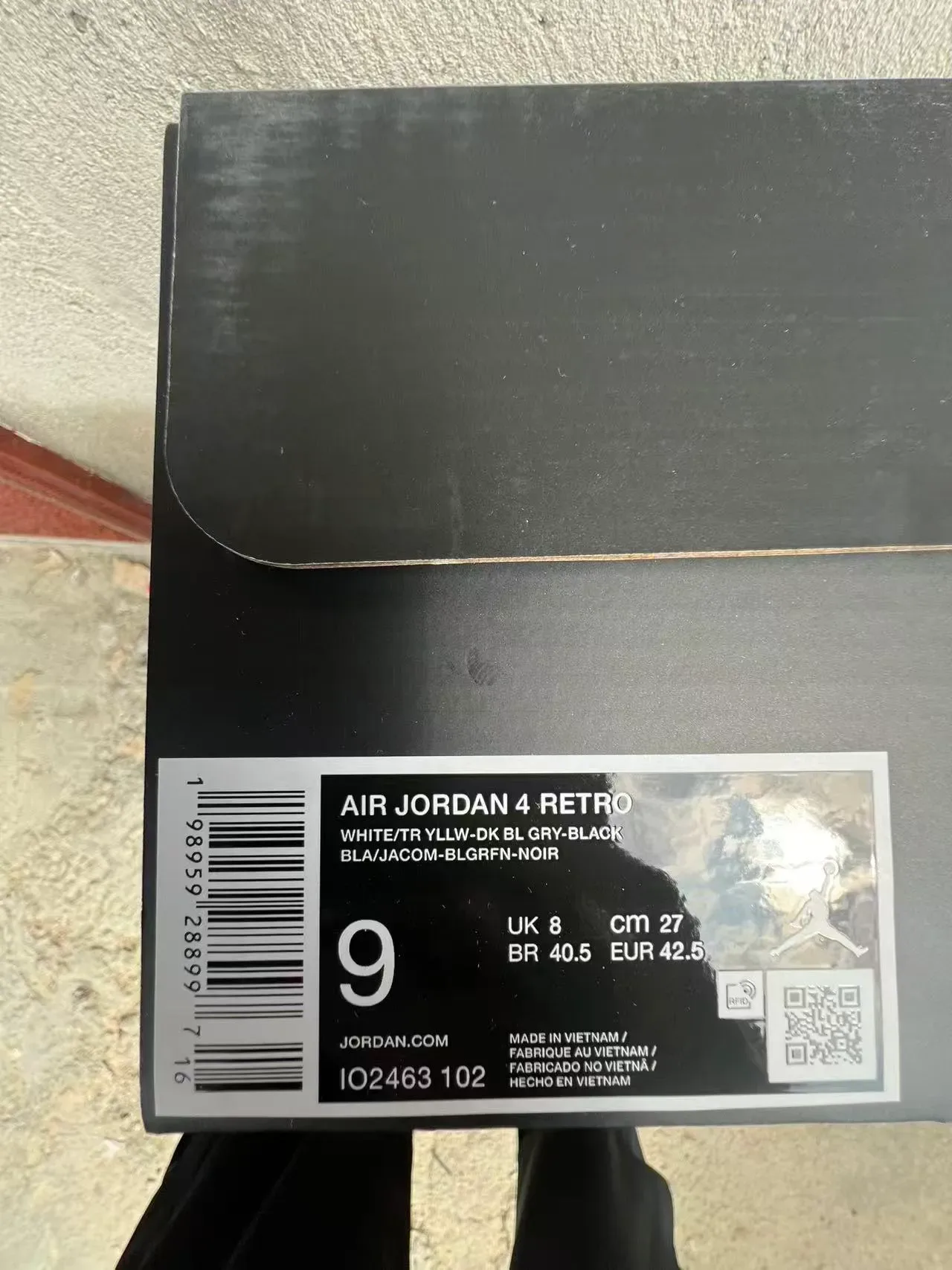 Air Jordan 4 Chaussures de Basket Blanc Noir Jaune Moucheté 10