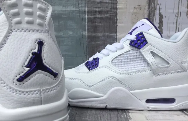 Air Jordan 4 সাদা বেগুনি বাস্কেটবল জুতা 3