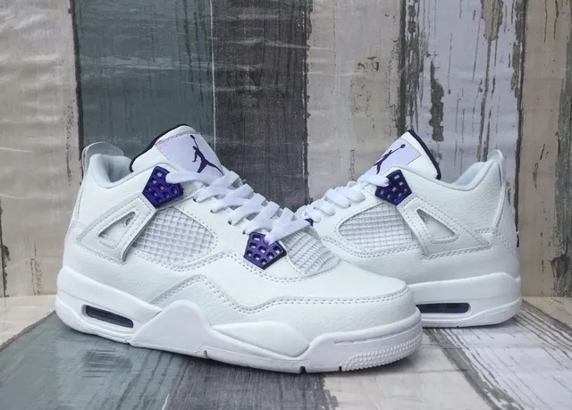 Air Jordan 4 সাদা বেগুনি বাস্কেটবল জুতা 6