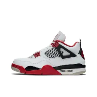 Tênis de basquete Air Jordan 4 branco vermelho preto