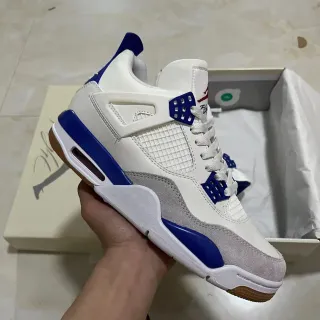 Air Jordan 4 白/皇家蓝/灰/口香糖 篮球鞋