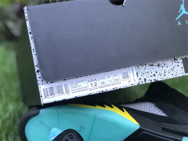 Air Jordan 5 Preto Aqua Amarelo Tênis de Basquete 2
