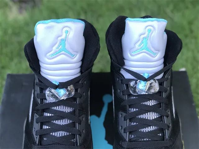Air Jordan 5 Preto Aqua Amarelo Tênis de Basquete 14