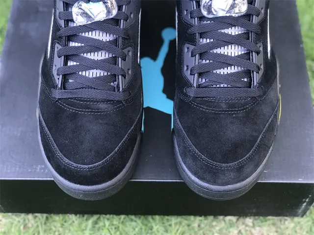 Air Jordan 5 Preto Aqua Amarelo Tênis de Basquete 15