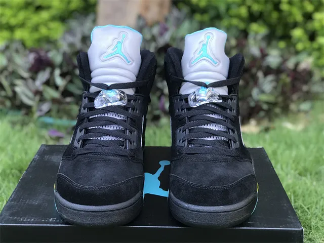 Air Jordan 5 Preto Aqua Amarelo Tênis de Basquete 16