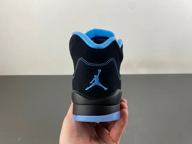 Air Jordan 5 Zapatos de Baloncesto de Ante Negro y Azul Claro 4