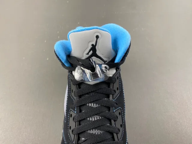 Air Jordan 5 Zapatos de Baloncesto de Ante Negro y Azul Claro 6
