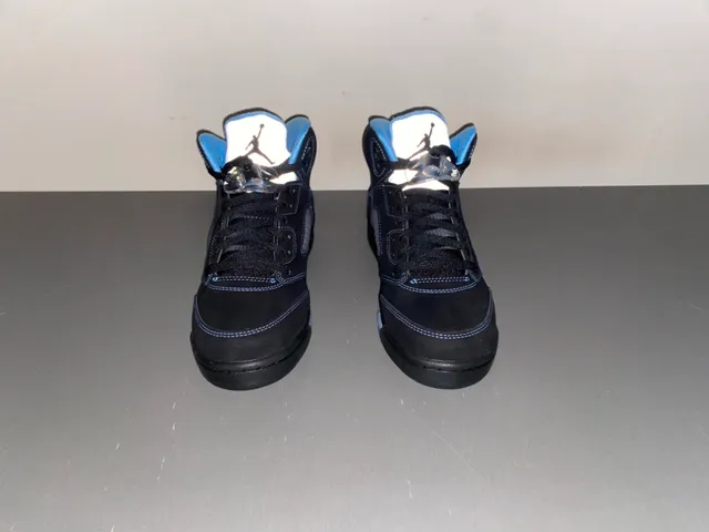 Air Jordan 5 Zapatos de Baloncesto de Ante Negro y Azul Claro 10