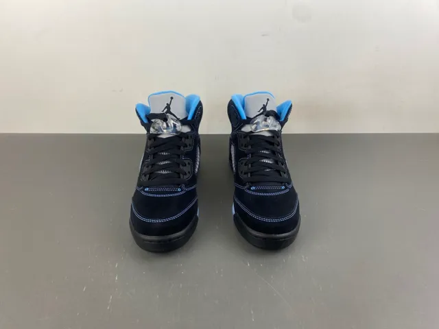 Air Jordan 5 Zapatos de Baloncesto de Ante Negro y Azul Claro 11