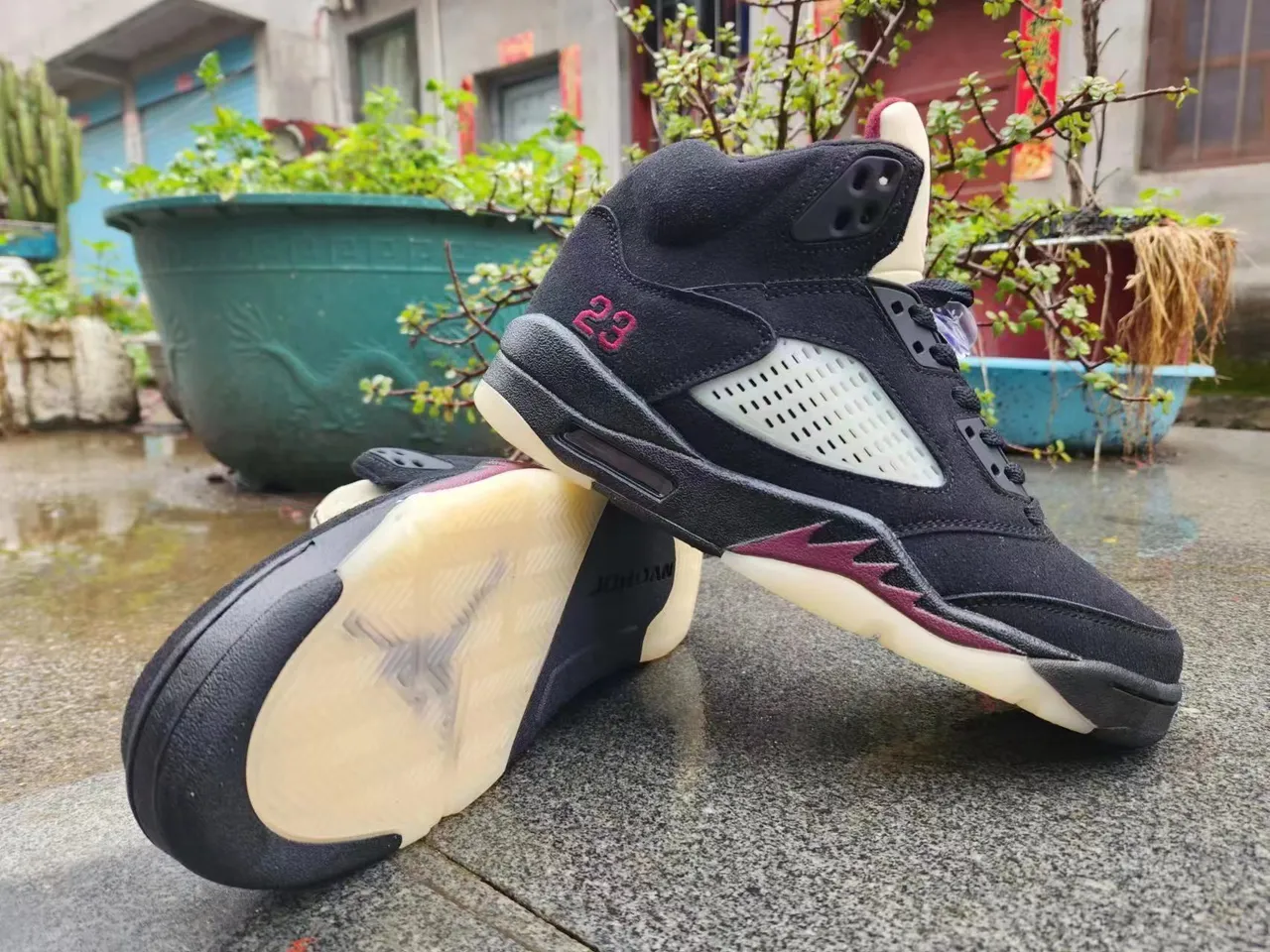 Air Jordan 5 কালো মেরুন ক্রিম বাস্কেটবল জুতো 2