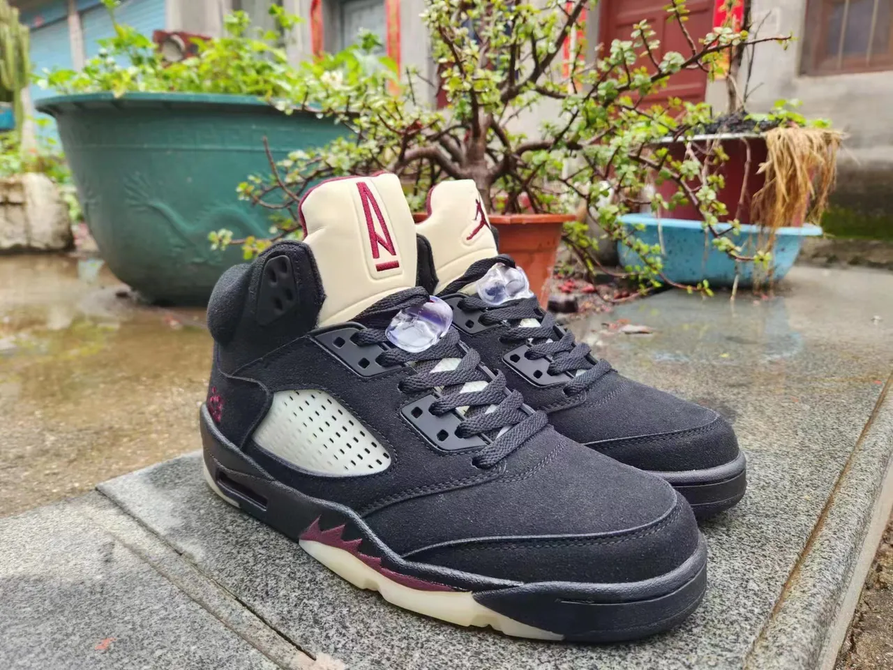Air Jordan 5 কালো মেরুন ক্রিম বাস্কেটবল জুতো 4